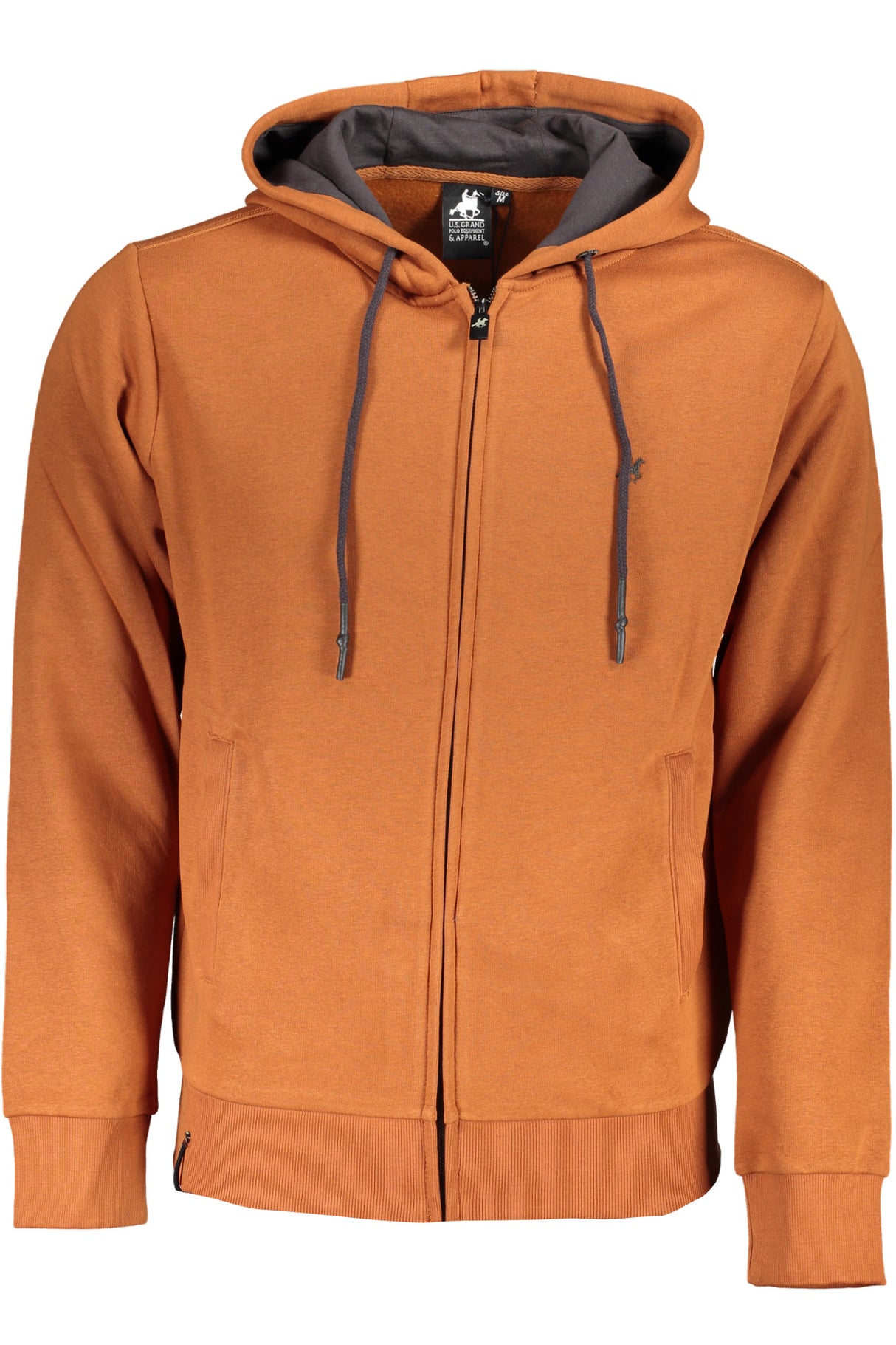 US GRAND MEN'S BROWN ZIP-UP SWEATSHIRT