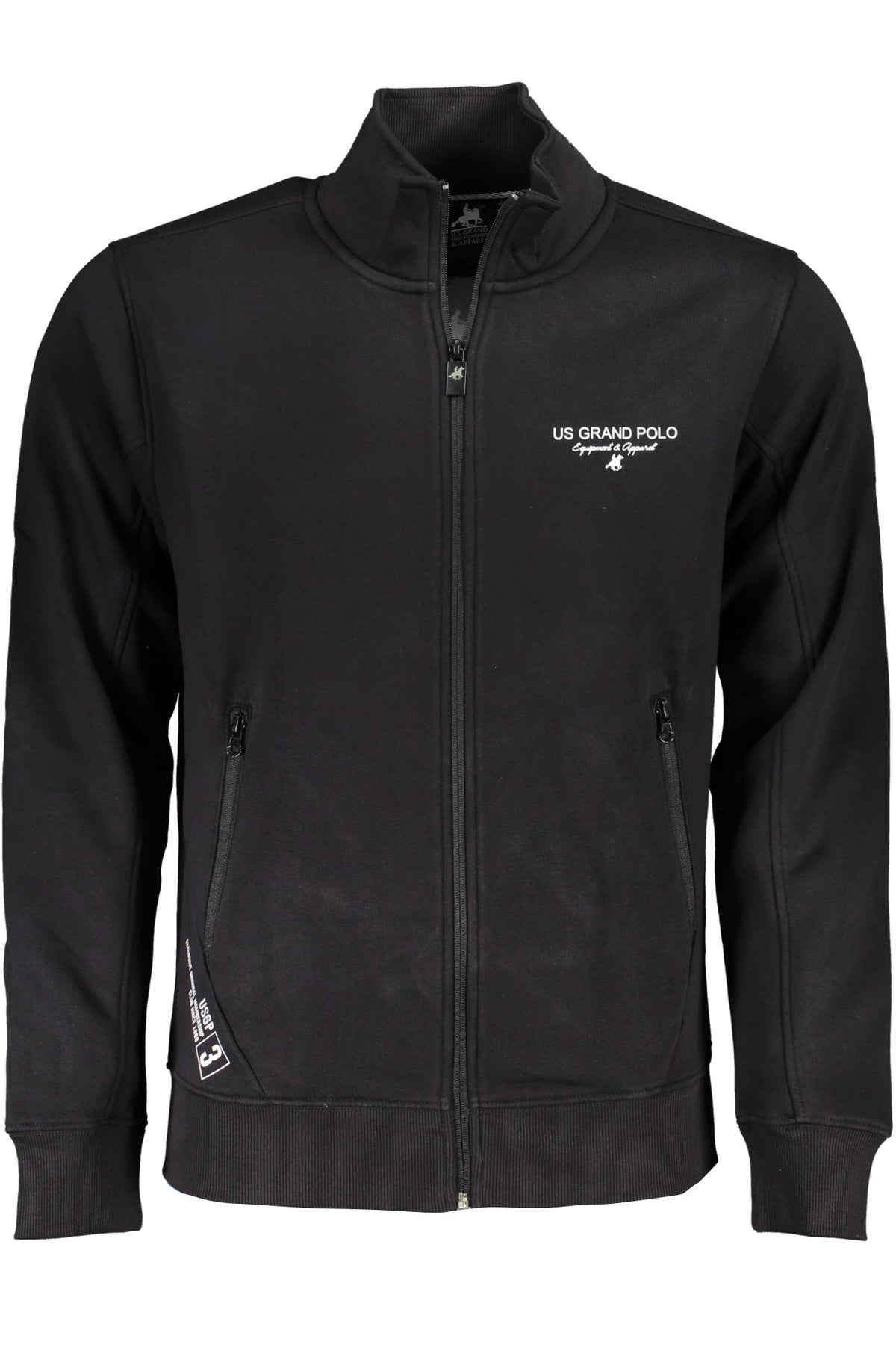 US GRAND MEN'S BLACK ZIP-UP SWEATSHIRT