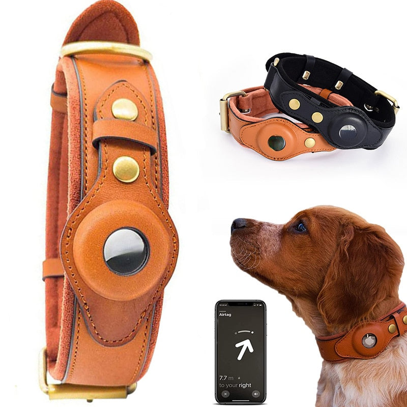 Anti-Verlust-Hundehalsband aus Leder