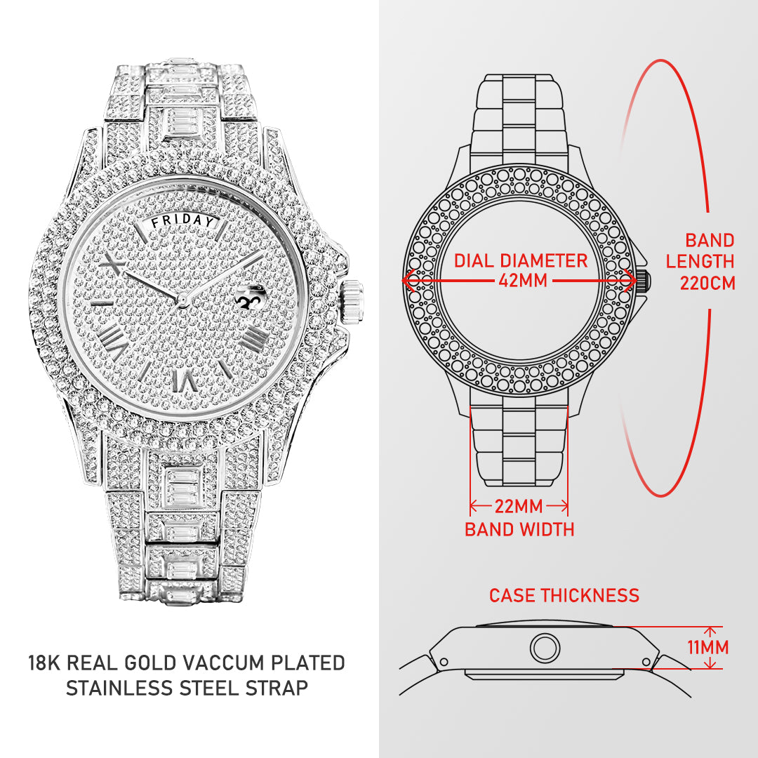 Men's Calendar Quartz Diamond Watch - Atlantic Shopping Mall