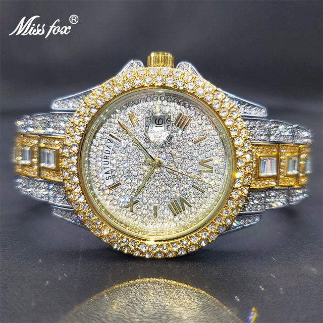 Men's Calendar Quartz Diamond Watch - Atlantic Shopping Mall
