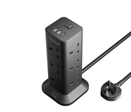 Tessan AC Extension 12-Gang 3m 13A & 1xUSBA 2xUSBC 15W TS-TPS04-UK-2C-PD