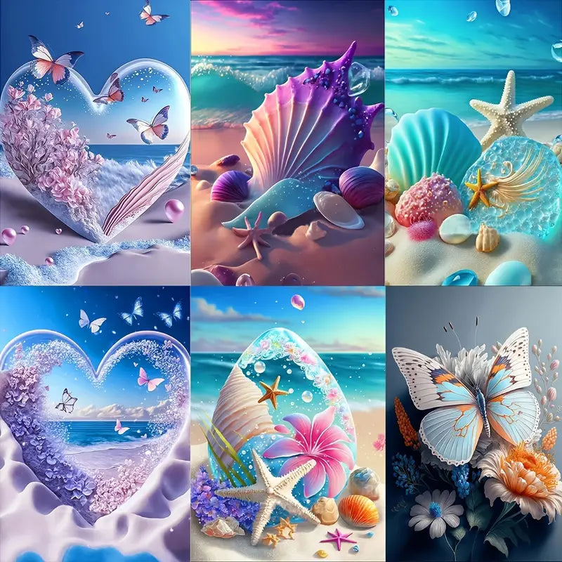 DIY Diamond Painting Beach Shell Art for Home Decor