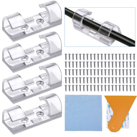 100pcs Adhesive Cable Clips Multipurpose Cord Holder Wire Clips Car Cable Organizer Cable Wire Management Cable Holder for Car Office and Home