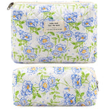 Quilted Cotton Cosmetic Bag 2Pcs Coquette Makeup Bag Travel Makeup Bag for Women Large Makeup Pouch Aesthetic Floral Cosmetic Pouch Toiletry Bag for Women Gift for Lover Daughter Sister Mom
