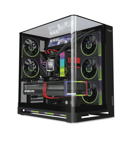 Armaggeddon Gaming Case ATX AQUARON X-CURVE VISION 8 with LCD Display & 8 x ARGB Fans Black