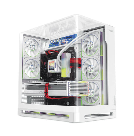 Armaggeddon Gaming Case ATX AQUARON X-CURVE VISION 8 with LCD Display & 8 x ARGB Fans White