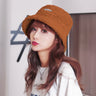 Embroidered Fisherman Hat with Lamb Hair Detail