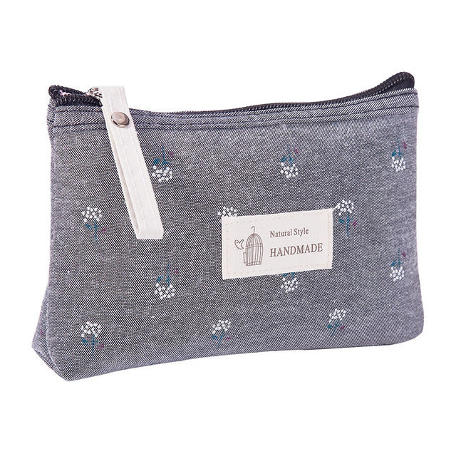 FUDEAM Flower Print Canvas Makeup and Toiletries Bag