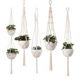 Handwoven Cotton Rope Hanging Planter Basket