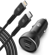 Galvanox iPhone Car Charger (30W) Multi Port Fast Charging Car Adapter with MFi Apple Certified USB-C to Lightning Cable for iPhone 11/12/13/14 Pro Max