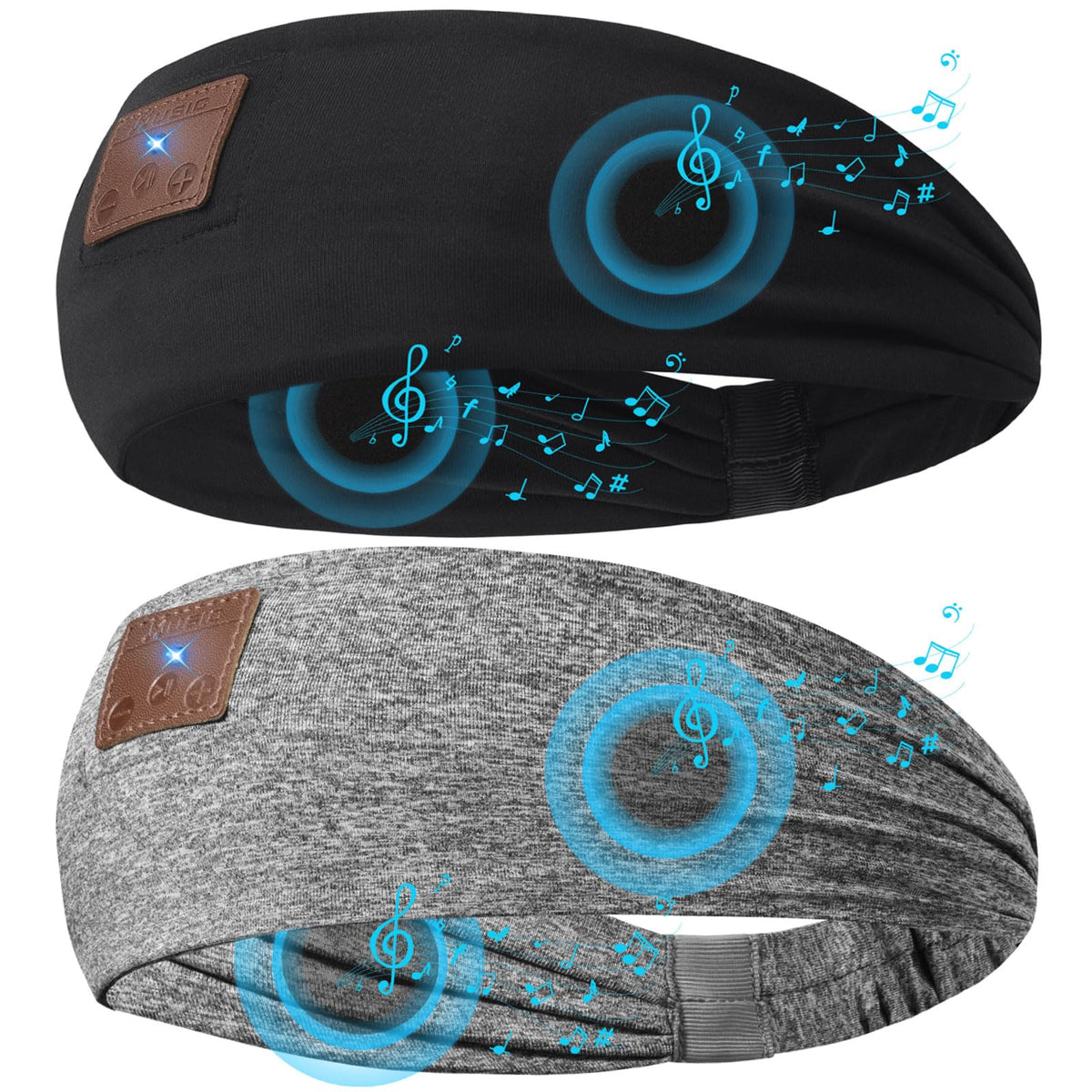2-Pack Sleeping Headphones Bluetooth 5.4 Headband Headband Headphones with Ultra-Thin Speakers Headphones Headband for Side Sleepers Running Insomniac Travel Meditation（Black&Grey）