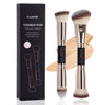 MAANGE Foundation Makeup Brushes 2Pcs Premium Double-Ended Makeup Brush (Flat/Angled/Angled Round/Tapered Top) for Buffing Liquid Cream Powder Blending Contour Face Brush(Black/Gold)