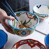 Bohemian Hand-Painted Ceramic Bowls for Home Use