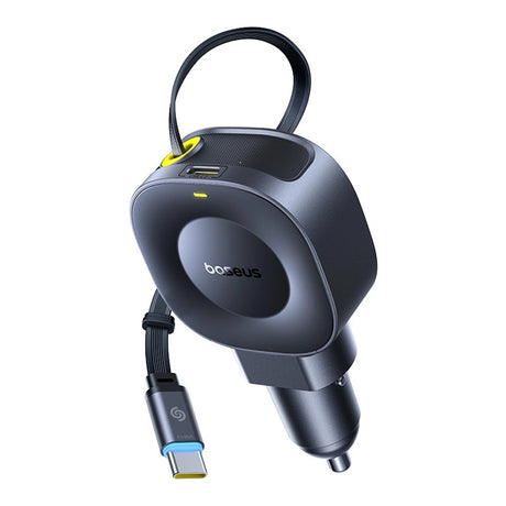 Baseus Car Charger 45W VR2 with Retractable Cable Black