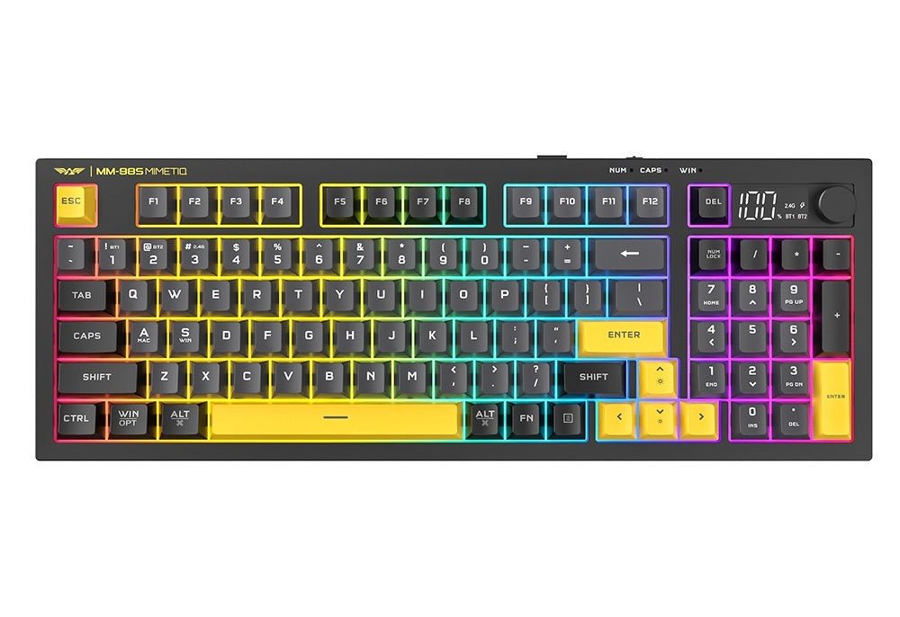 Armaggeddon Gaming Keyboard Mech Trimode Display & Knob MM-98S MIMETIQ Black-Yellow
