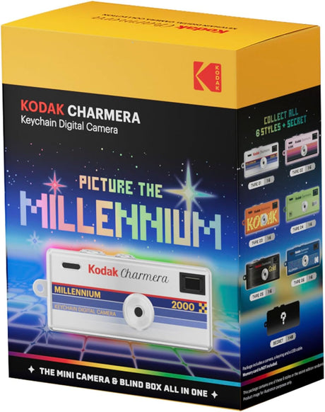 Kodak Charmera Keychain Digital Camera MILLENIUM 1.6 Megapixels, Micro SD Card Slot (Contains one of seven random styles)