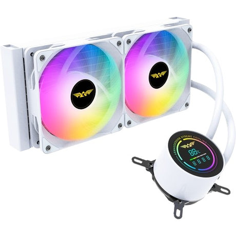 Armaggeddon Gaming Liquid Cooling CPU 2xFans & Display DEEP FREEZE ADV A240 ARGB White