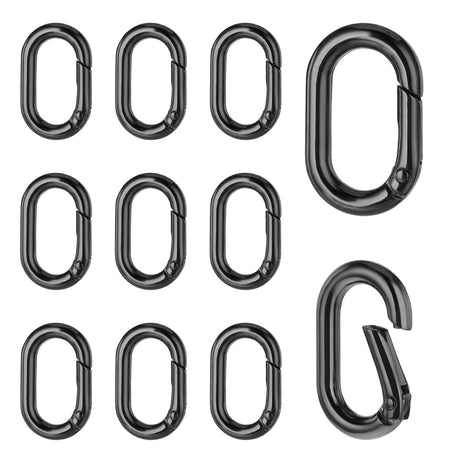 10Pack 1 Inch Spring O Rings Hooks Small Carabiner Clip Round Carabiner Keychain Purse Shoulder Bag Chain Rings Clip Replacement for Outdoor Camping Swing Set Hammock Hiking Travel Fishing(Black)