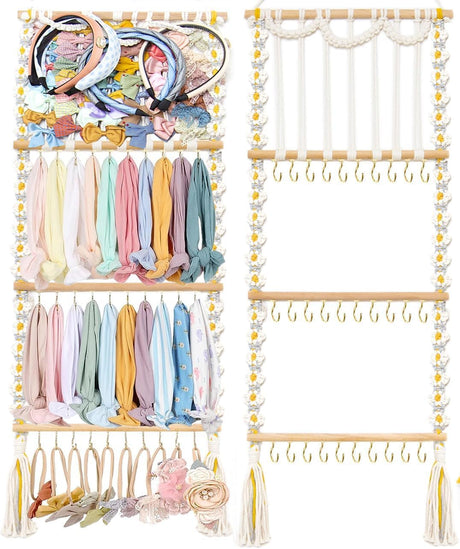 jontell Headband Holder for Girls Hair Bows Organizer for Baby Girls Hair Bows Hanger Headband Storage Hair Accessories Organizer for Baby Girls Bow Hanger Over The Door
