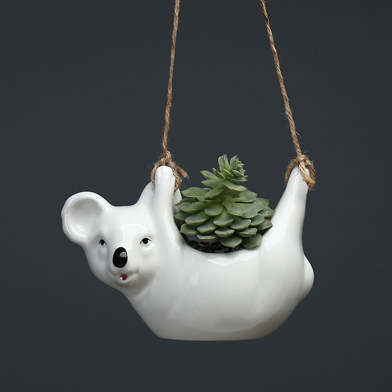 Cute Cartoon Koala Hanging Basket Ceramic Planter