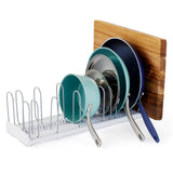 YouCopia StoreMore Expandable Pan and Lid Rack Adjustable Pot Lids and Pans Organizer for Kitchen Storage 12.5”-22” Wide