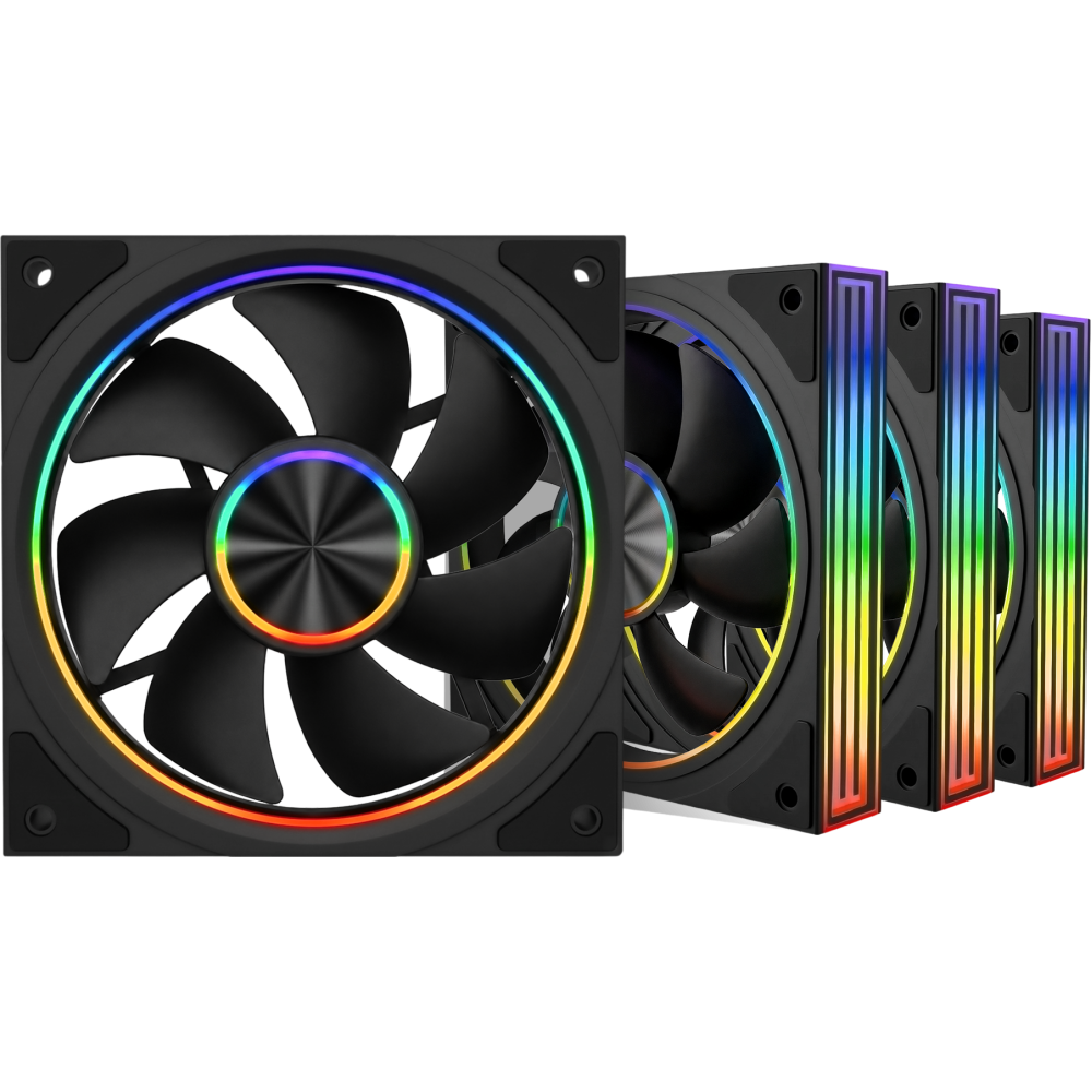 Armaggeddon Gaming Cooling Fan Set 4pcs ARGB KIT 8000 PWM 120-V ARGB Black Forward