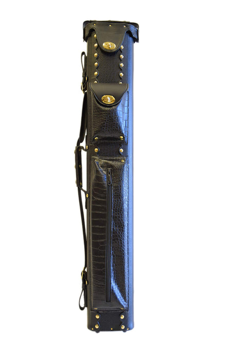 2x2/2x4 Hard Premium Pool Cue Case 2B2S/2B4S Billiard Stick Carrying Cue Case Spring Loaded (Several Colors (2x4-Black)