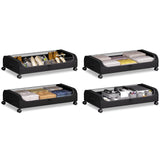 Yeebonix Under Bed Storage with Wheels 4 Pack Curved Under Bed Storage Containers 60L Under The Bed Storage Bins Rolling Under The Bed Storage Metal Drawer for Clothes Blankets Shoes-Black