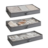 Berdeng 3 Pack Under Bed Storage Containers Low Profile Underbed Shoes and Clothes Storage Organizer with Sturdy Sidewalls/Bottom Large Dorm Storage Bins33 * 17 * 4.5 inches45L