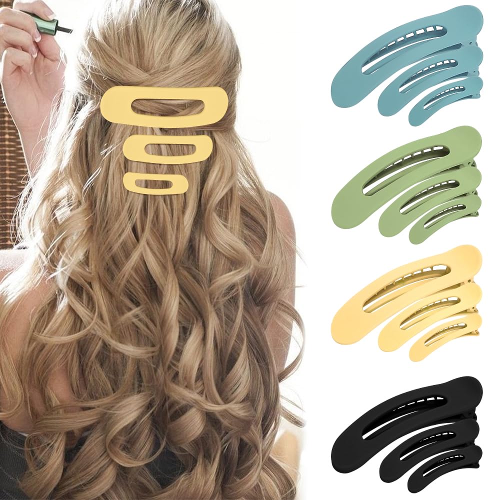 Large Duck-Billed Hair Clips Ahoney 12 Pack Alligator Clips for Thin/Thick Hair - 3 Sizes Banana Clips Hair Styling Accessories for Women & Girls (Cool)