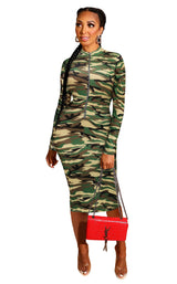 Reversible Printed Dress for Women with Zipper Closure