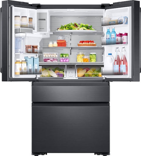 SAMSUNG REFRIGERATOR RF23 FOUR-DOOR WARDROBE, 625L, F, 444KWH, TWIN PLUS & METAL COOLING, FLEXZONE TECHNOLOGY, NO FROST, ICE & WATER DOOR, WIFI, HxWxD 1.78x0.91x0.78, BLACK CAVIAR