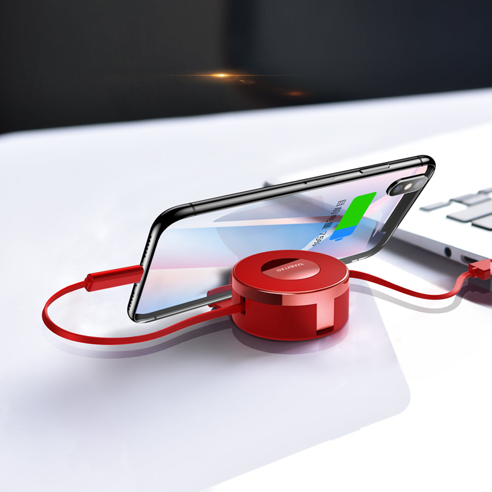 Compact 3-in-1 Makeup Mirror with Built-in Cable