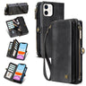 for iPhone 13 Wallet Case(Holds Lipstick, Headphones, etc.),2-in-1 Multi-Functional Portable Magnetic Faux Leather Phone Case with RFID Blocking,Shoulder Strap and Wrist Strap(Blue)