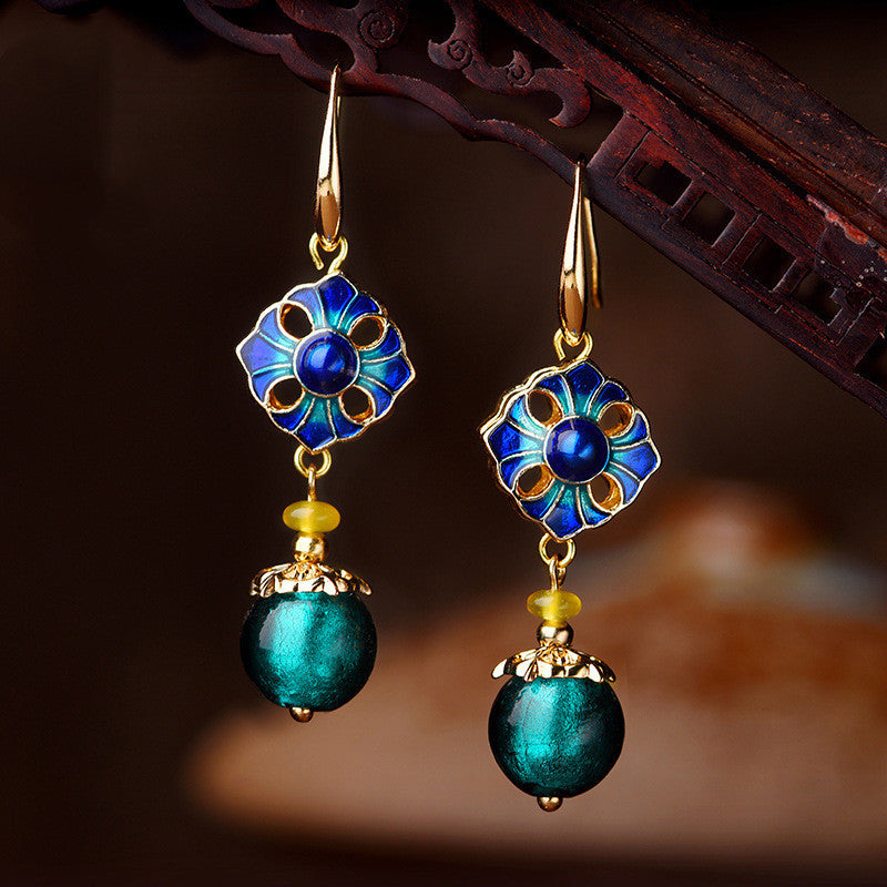Artisan Cloisonné Glass Earrings - Ethnic Style Accessory