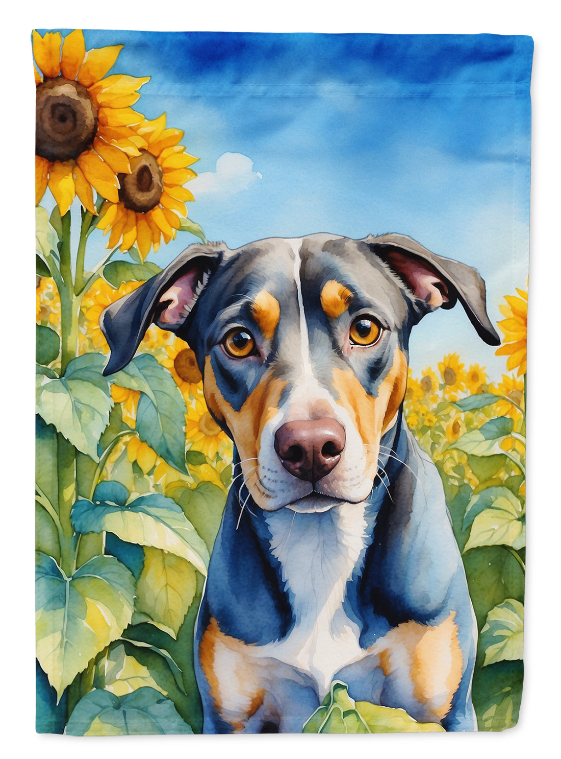Catahoula in Sunflowers Garden Flag