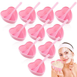 Teenyyou 5 Sets Facial Bowls Plastic Heart Shaped Facial Mask Mixing Bowl with Spatula Pink Facemask Bowl DIY Skin Care Mixing Tool Kit Esthetician Supplies for Lady Women Home Beauty Salon