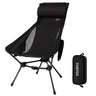 TOBTOS High Back Camping Chair Lightweight Camping Chair with Headrest Stable Portable Folding Chair for Outdoor Camp Hiking Backpacking(Black)