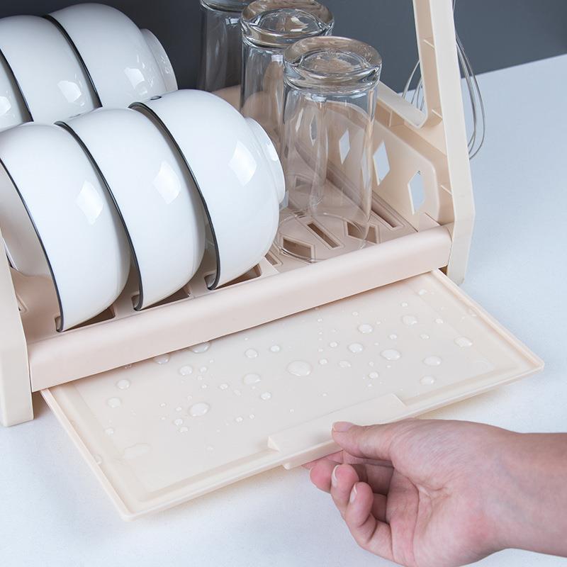 Two-Tier Kitchen Storage Rack for Bowls and Utensils