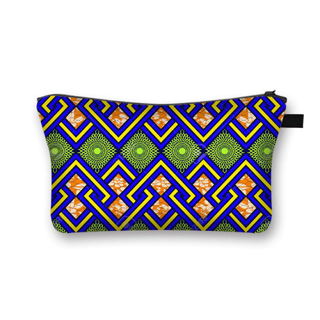 Geometric Print Polyester Cosmetic Bag for Travel