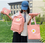 Daisy Print Backpack Set for Students (4 Pieces)