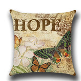 Retro Butterfly Linen Pillowcase for Home & Office (1pc)