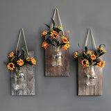 Creative Wooden Hydroponic Glass Vase Wall Decor
