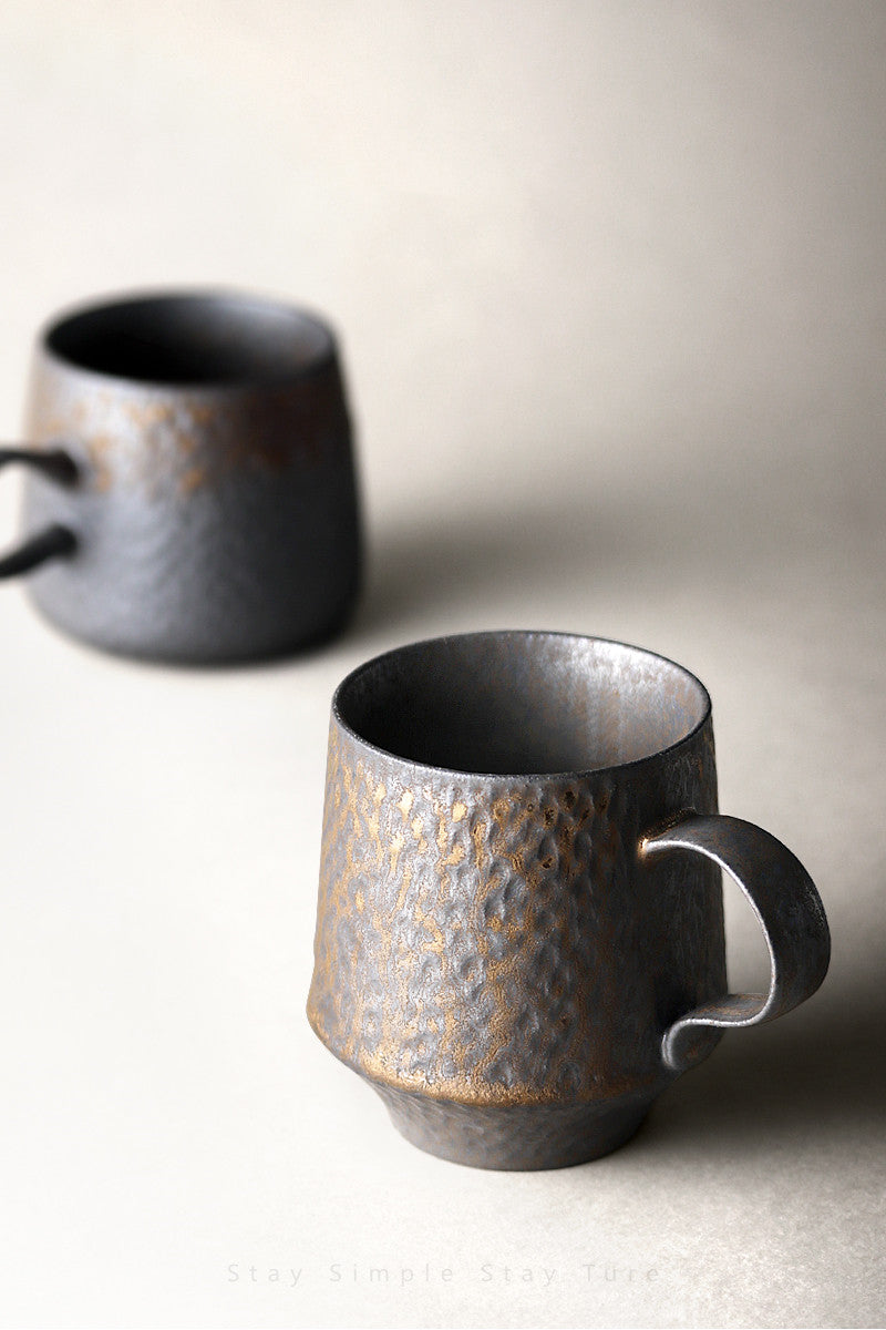 Black Vintage Handmade Ceramic Coffee Mug for Home