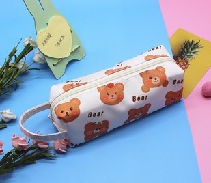 Smiley Face Cow Print Makeup and Pencil Case Organizer