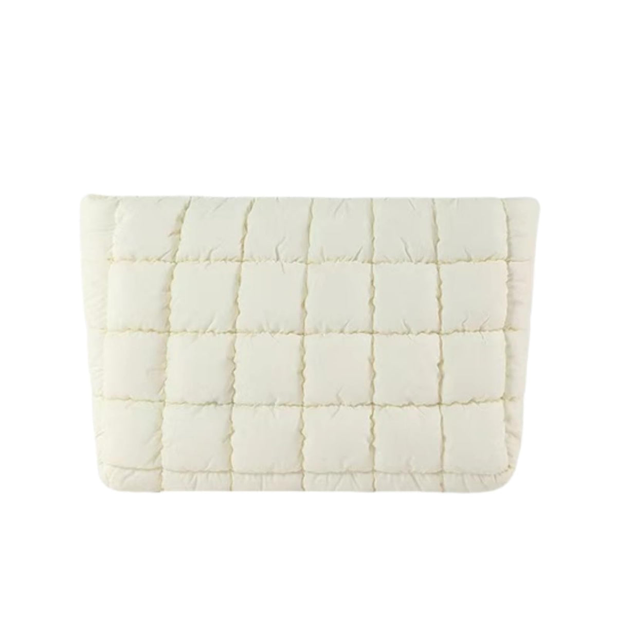 CECKQUE Soft Checkered Quilted Puffy Makeup Bag for Women Aesthetic Puffer Cosmetic Bag Pouch for Purse (White)