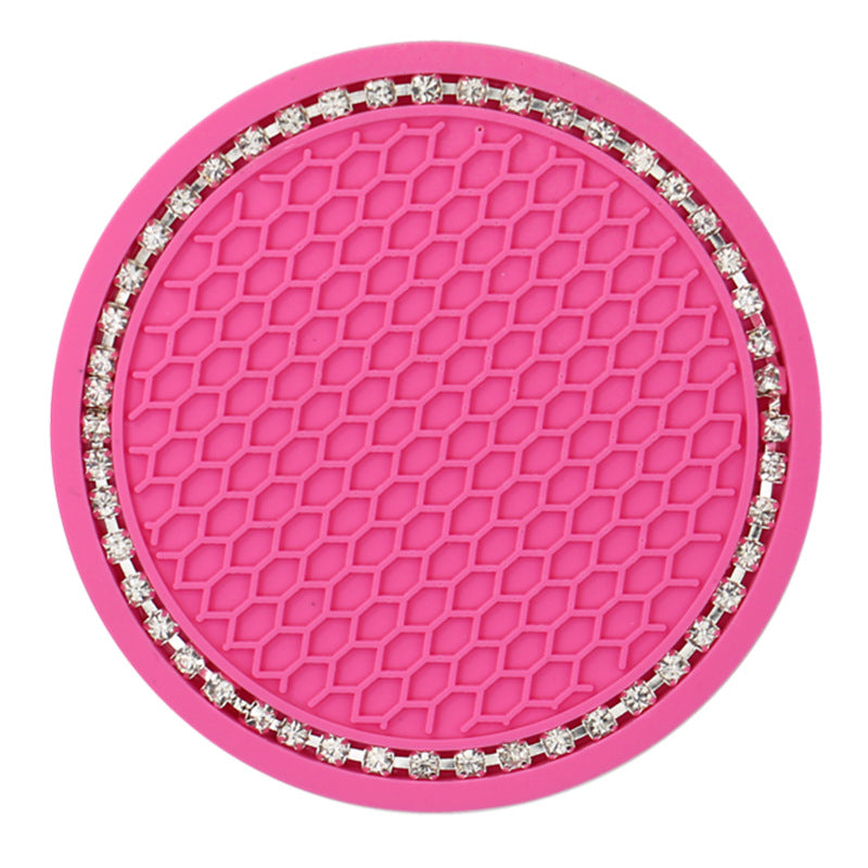 Creative Honeycomb Car Cup Holder Mat with Rhinestones