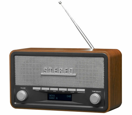 Denver DAB-18 FM Radio with Bluetooth, Alarm, Aux In (Works by Mains or 4xC Batteries)