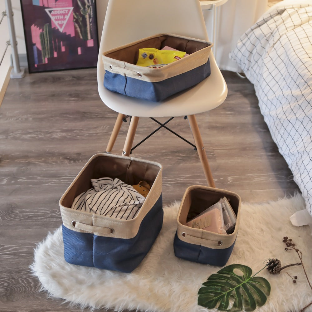Cotton Linen Desktop Storage Basket for Organizing